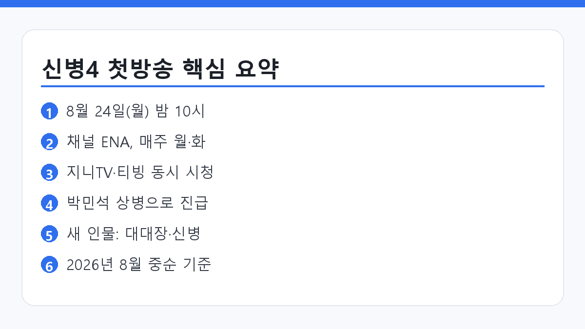 신병4 첫방송 날짜와 채널, 시청 방법을 정리한 요약 카드
