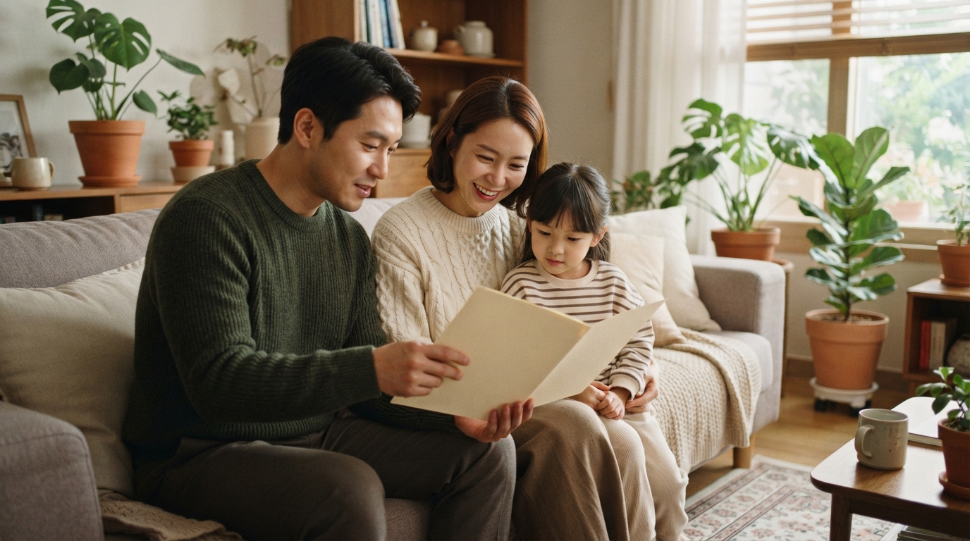 가구 유형과 소득 요건을 함께 확인하는 가족의 모습