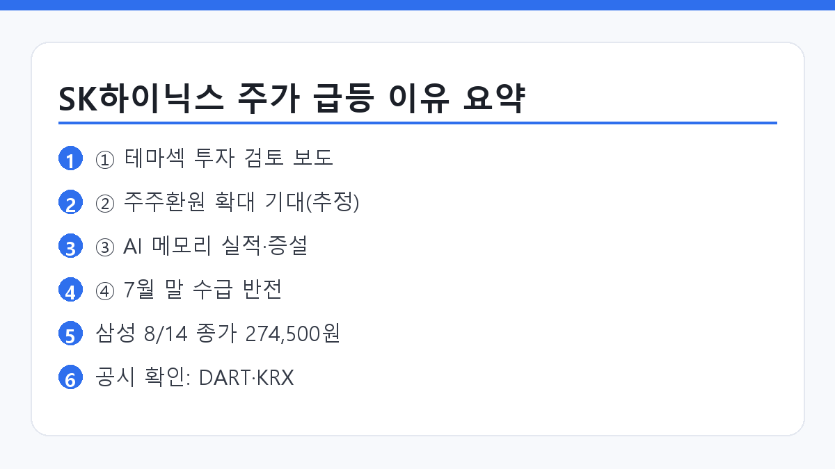 SK하이닉스 주가 급등 이유 핵심 재료를 정리한 요약 카드
